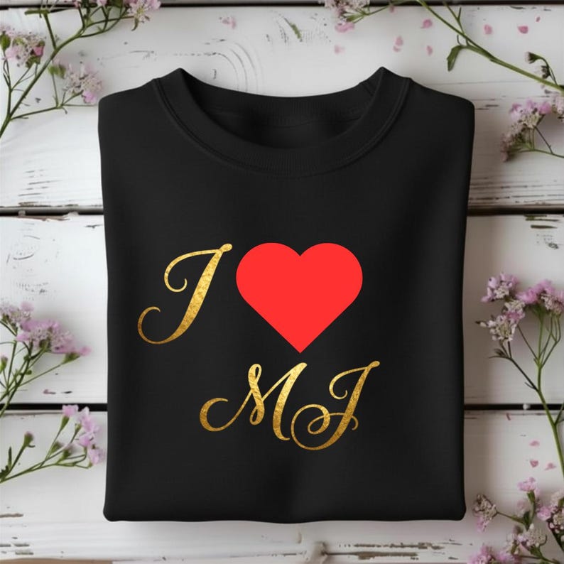 I Love MJ Gold Script Graphic Tee